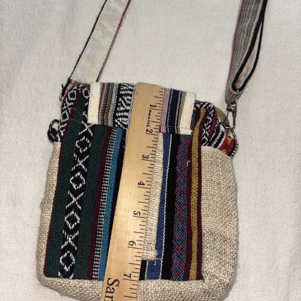 Himalayan Hemp Shoulder Cross Body Passport Travel Mini Bag Made In Nepal Boho - Picture 8 of 9